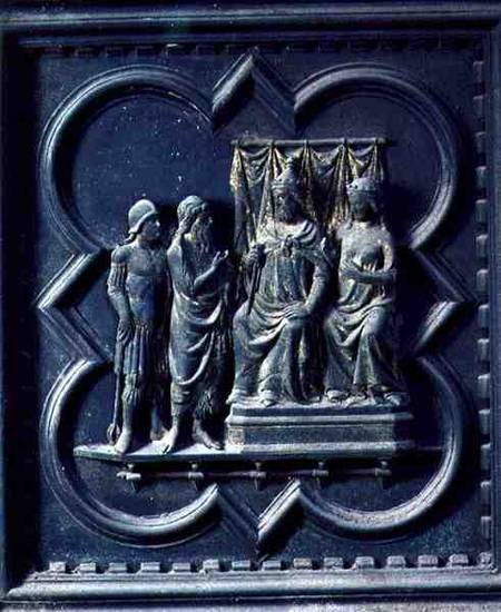 St John the Baptist reprimands King Herod (21 BC-39 AD), eleventh panel of the South Doors of the Ba from Andrea Pisano