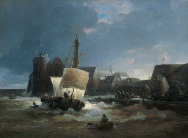 Harbour entrance at Enkhuyzen from Andreas Achenbach