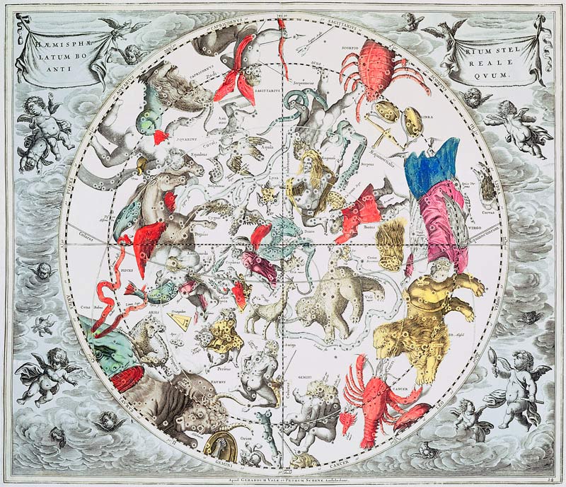 Celestial Planisphere Showing the Signs of the Zodiac, from ''The Celestial Atlas, or The Harmony of from Andreas Cellarius