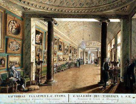The Picture Gallery in the Stroganov Palace in St. Petersburg, 1793 (pen, brush from Andrei Nikiforovich Voronikhin