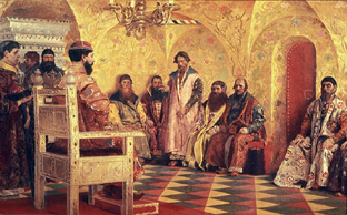 Zar Mikhail Fjodorowitsch mit Bojaren from Andrej Petrowitsch Rjabuschkin