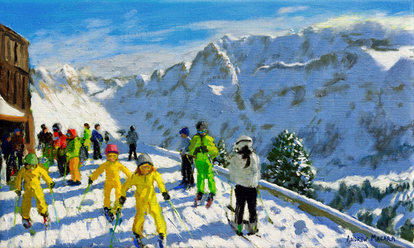 Young skiers in yellow,Val Gardena Italy from Andrew  Macara