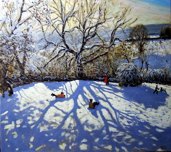 Large tree and tobogganers, Youlgreave, Derbyshire from Andrew  Macara