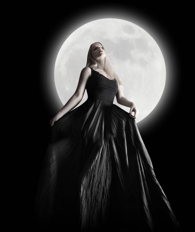 Dark Night Moon Girl with Black Dress from Angela Waye