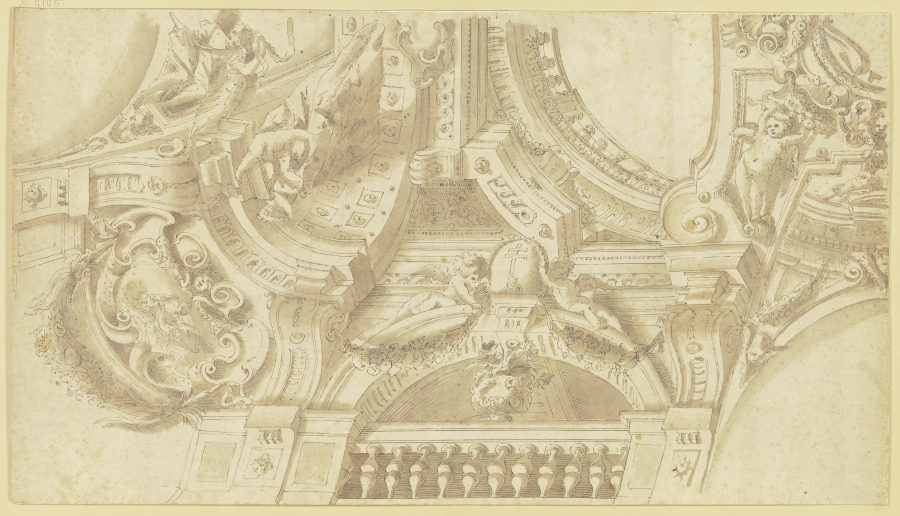 Gewölbe mit ornamentierten Panneaus und Amoretten from Angelo Michele Colonna