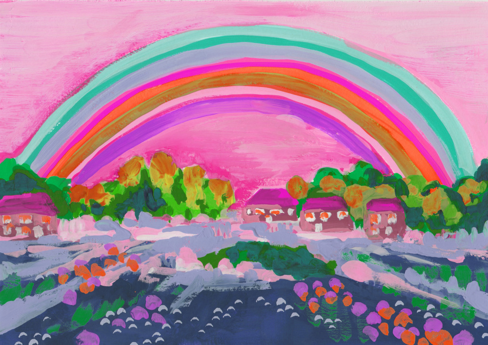 Countryside Rainbow On Pink from Ania Zwara