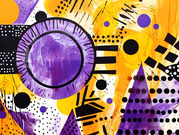 Yellow Black Abstract Circles and Squares from Anja Frost