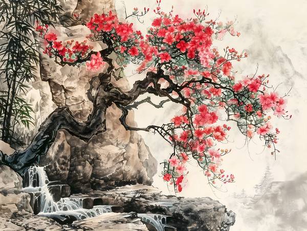 Sakura-Kirschblüte am Bach. China. from Anja Frost