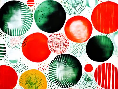 Contrasting Circles Green and Red Circles with Dotted Accents