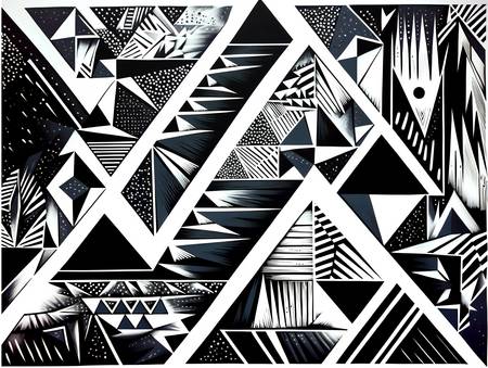 Contemporary Geometry Triangles and Texture in Black and White