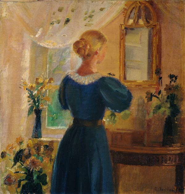Woman in front of the mirror from Anna Ancher