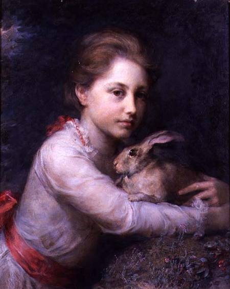 Portrait of Minna Sophia Farrer Holding a Hare from Anna Lea Merritt