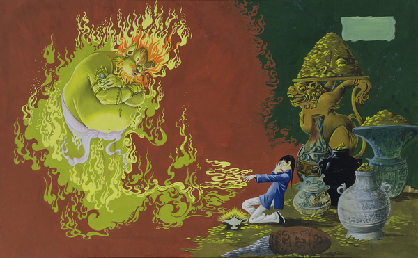 Aladdin, illustration from Deans Gold Medal Book of Fairy, Tales Number 2 pub. by Dean & Sons Ltd from Anne  Grahame Johnstone