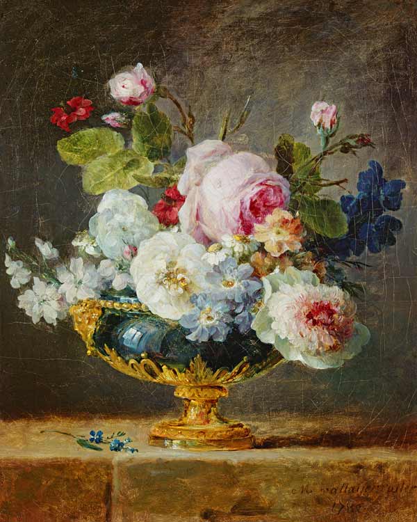 Flowers in a blue vase from Anne Vallayer-Coster