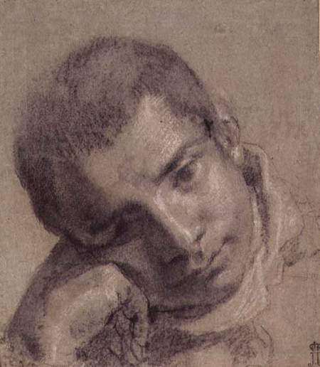 Head of a Youth (charcoal and white chalk) from Annibale Carracci