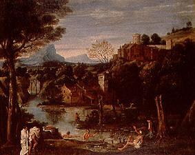 Landscape with river and castle from Annibale Carracci