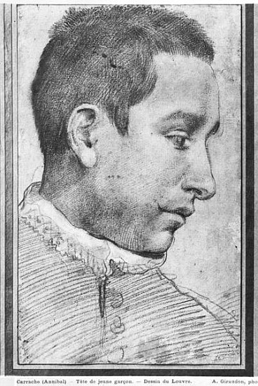 Portrait of a young man (red chalk, wash of red chalk & white gouache highlights on paper) from Annibale Carracci