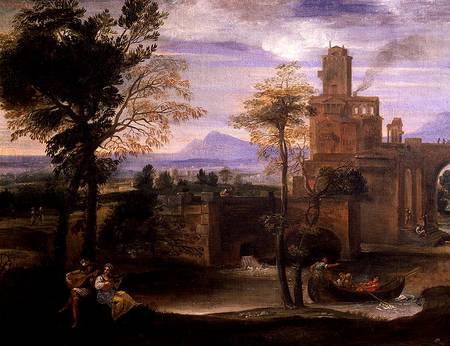 Roman Landscape with a Bridge  (detail of 186429) from Annibale Carracci