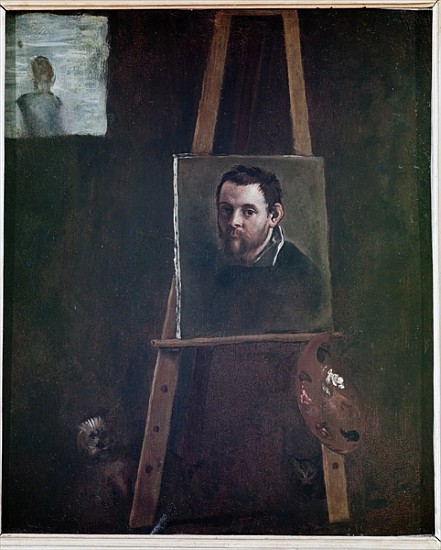 Self portrait mounted on an easel from Annibale Carracci