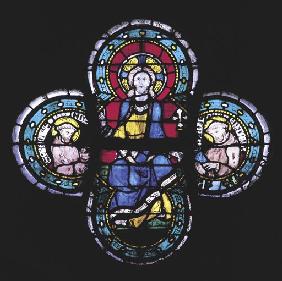 Assisi, Glasfenster, Christus u.Hlge.