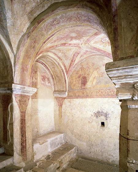 View of the Carolingian frescoes in the inner crypt from Anonym Romanisch
