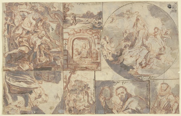 Acht Miniaturen nach Gemälden, darunter Rubens Gefangennahme des Simson sowie Domenico Fettis Melanc from Anonym