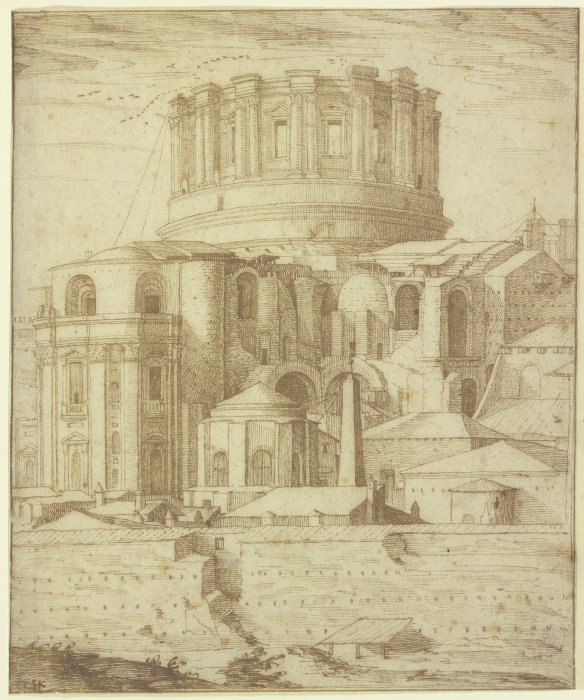 Die im Bau befindliche Kirche Neu-St.-Peter in Rom von Südosten gesehen from Anonym