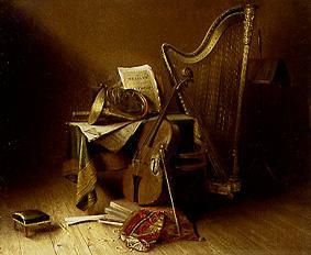 Quiet life with musical instruments from Anonym (amerikanische Schule)