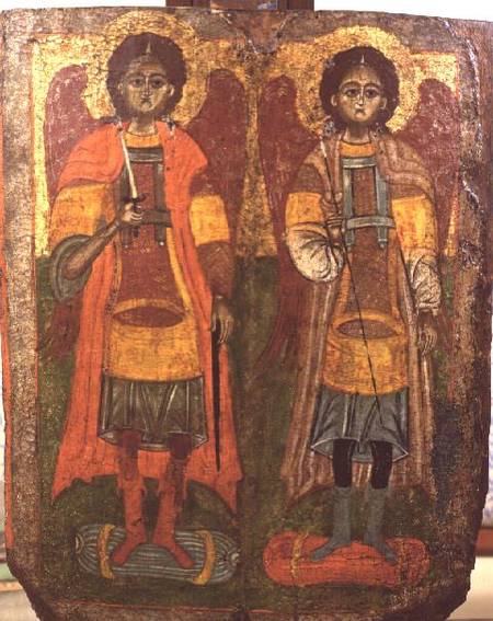 Archangels Michael and Gabriel, Byzantine icon,early period from Anonymous painter