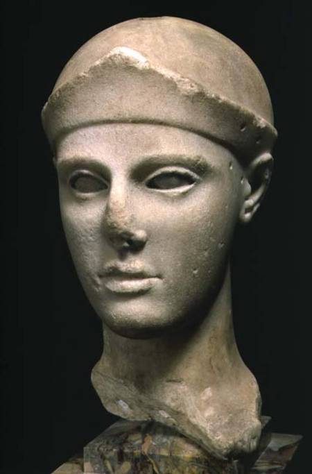 The Athena of Aegina, wearing a helmet, head of a statue, Greek,Aeginetan from Anonymous painter