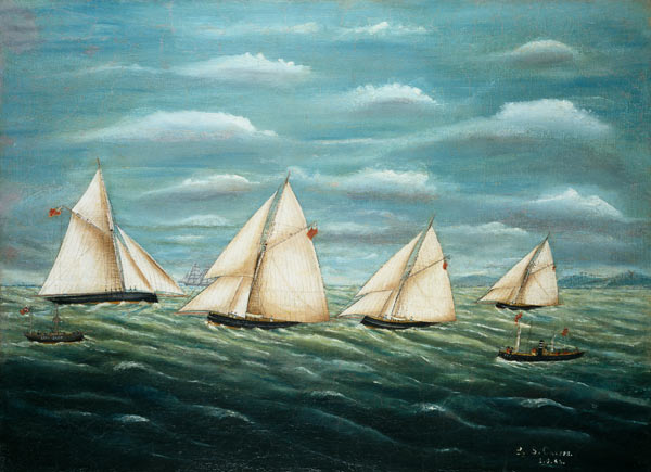 Regatta off the Long Sand Lightship, Primitive School from Anonymous painter