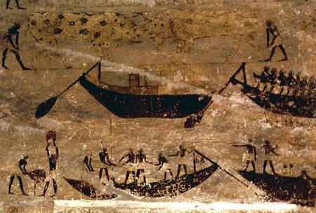 Boats going downstream, detail from a tomb wall painting,Egyptian from Anonymous painter