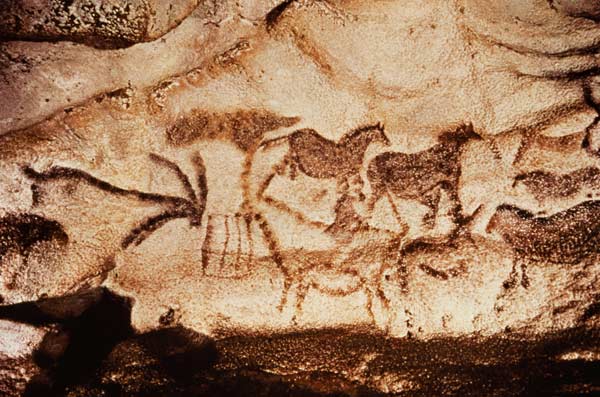 Cave painting of horses and deer from Anonymous painter