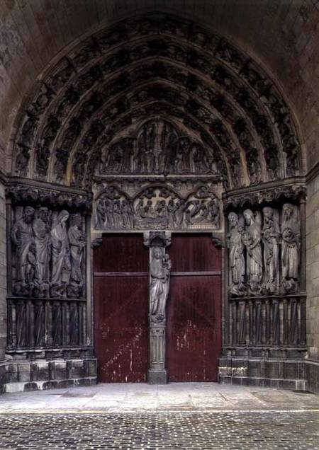 Central portal of the west facade with tympanum depicting The Triumph of the Virgin from Anonymous painter