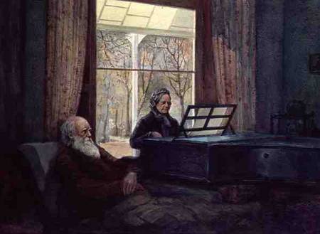 Charles Darwin and his wife at the Piano from Anonymous painter