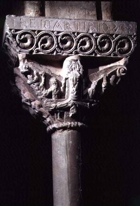 Column capital depicting the crucifixion of St. Peterfrom the cloister from Anonymous painter