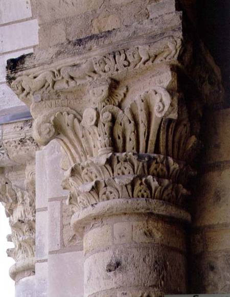 Column capital with stylised foliate designfrom the porch of the church of the Benedictine Abbey from Anonymous painter