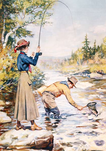 Couple Fishing on a River from Anonymous painter