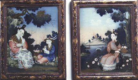 Courtly ladies(from a pair of paintings on glass from Anonymous painter