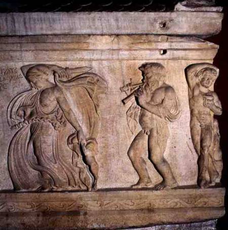 Detail of a sarcophagus possibly depicting Erato with putti from Anonymous painter