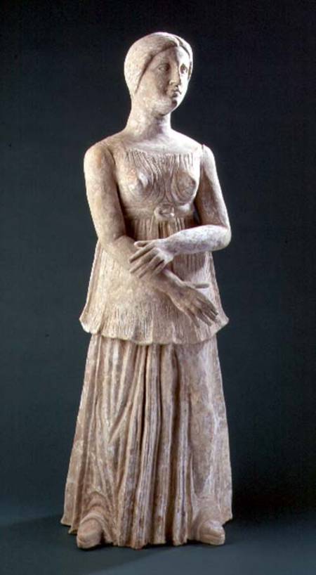 Figure of a female wearing a peplos belted at the waist, Greek,from Southern Italy from Anonymous painter
