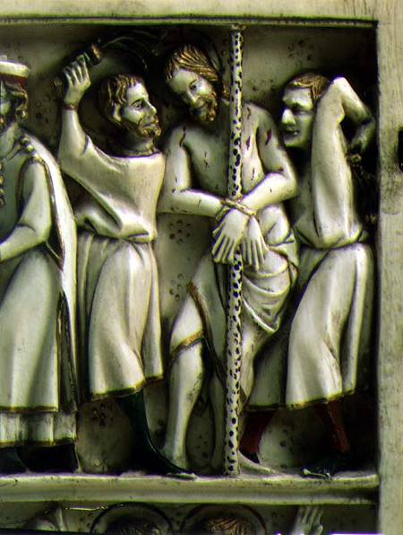 The Flagellation of Christ, detail of ivory diptych,French from Anonymous painter