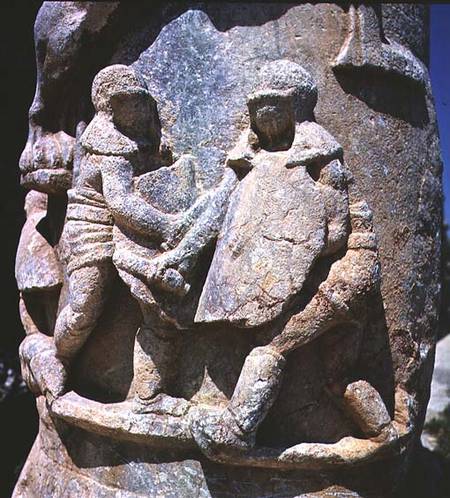 Gladiators carved  relief on a column from Anonymous painter