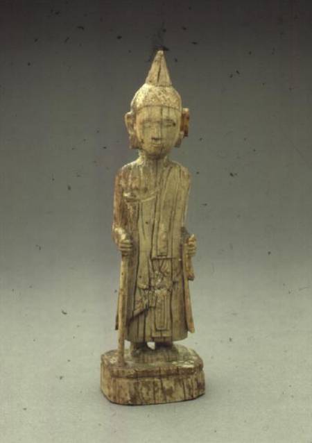 Ivory figure of the Penitent Buddha, walking and holding a staff,Burmese from Anonymous painter