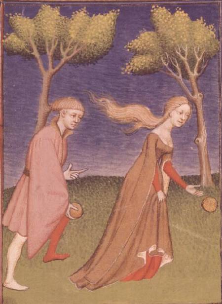 Melanion races against Atalanta, casting the golden apples given to him by Aphrodite to distract her from Anonymous painter