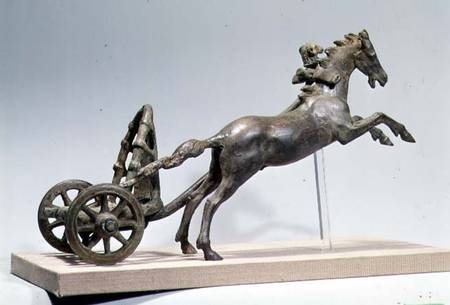 Model of a two horse chariot (one horse lost), found in the Tiber River,Roman from Anonymous painter