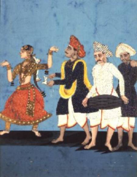 Three musicians and a dancing girl, Tanjore from Anonymous painter