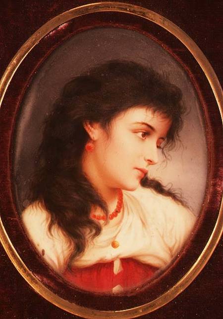 An Oval Continental Plaque of a Young Woman (porcelain) from Anonymous painter