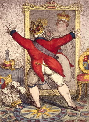 Reflection: To be, or not to be?, cartoon of King George IV of England (1762-1830), 1820 (print) from Anonymous painter