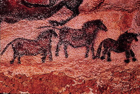 Rock painting of tarpans (ponies) from Anonymous painter